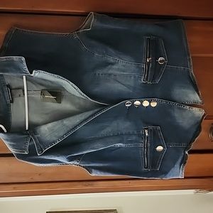 BRAND NEW....womens denim vest with detailed gold buttons